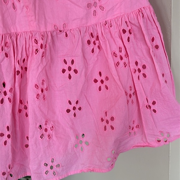 ASOS Bubblegum Pink Eyelet Puff Sleeve Top Ruffle Barbiecore 100% Cotton - Picture 4 of 14